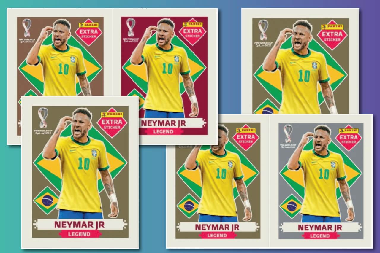 Figurinha Extra do Neymar Jr. Bronze Legend da Copa do Mundo do Qatar 2022  - Item de Coleção Original Panini